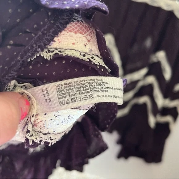 Woman’s Free People Purple Asymmetrical Ruffled Mini Dress - Picture 9 of 9